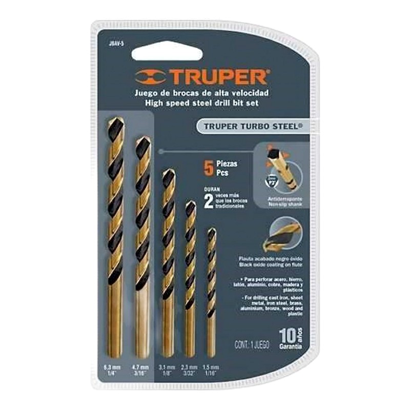 JUEGO BROCA METAL ALTA VELOCIDAD 5 PIEZAS/ TRUPER 11394
