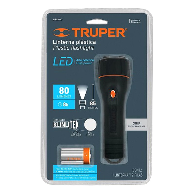 LINTERNA PLASTICA C/PILA 1LED/ TRUPER13018
