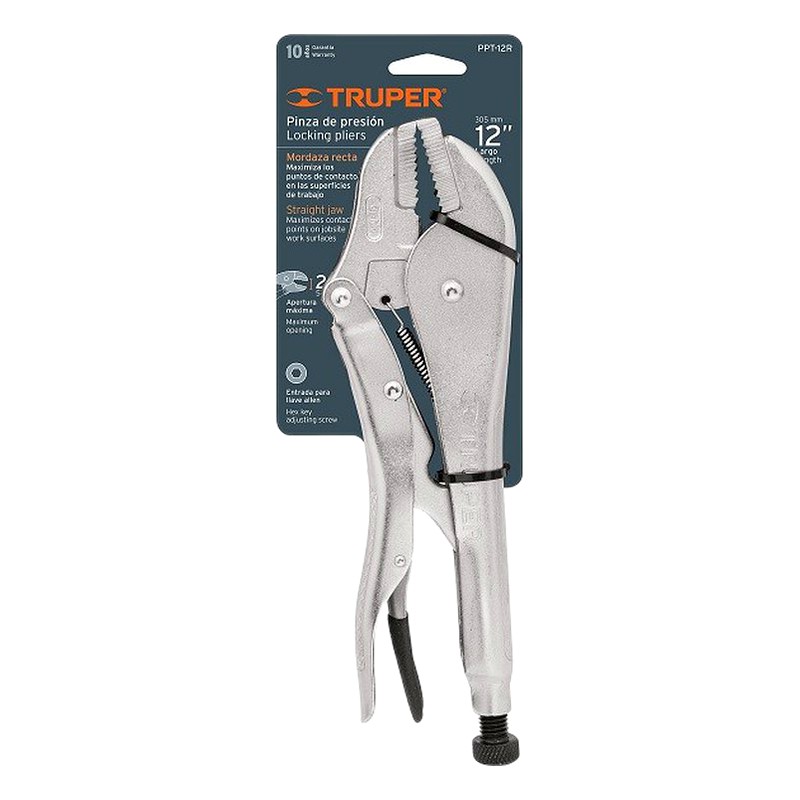 ALICATE DE PRESION 12" MORDAZA RECTA D/CROMO/ TRUPER 17431
