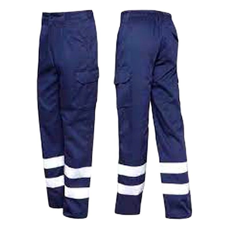 PANTALON JEAN DE DRILL C/AZUL C/CINTA REFLECTIVA P/SOLDADOR