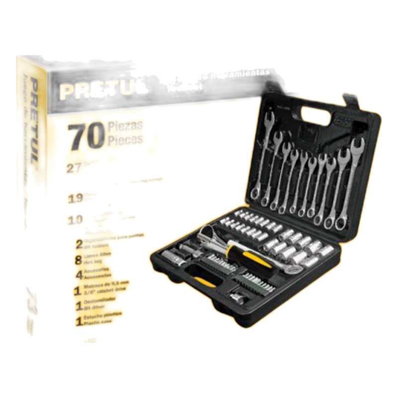 JUEGO DE HERRAMIENTAS DE 70 PIEZAS/ PRETUL 22981