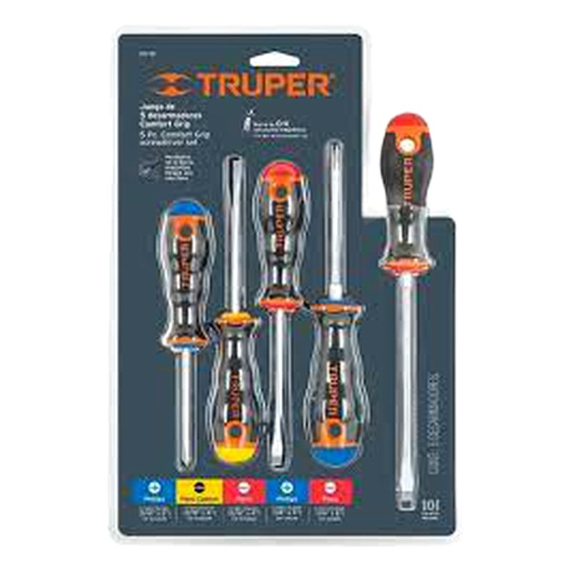 JUEGO DE 5 DESARMADORES, MANGOS CONFORT GRIP / TRUPER 14138