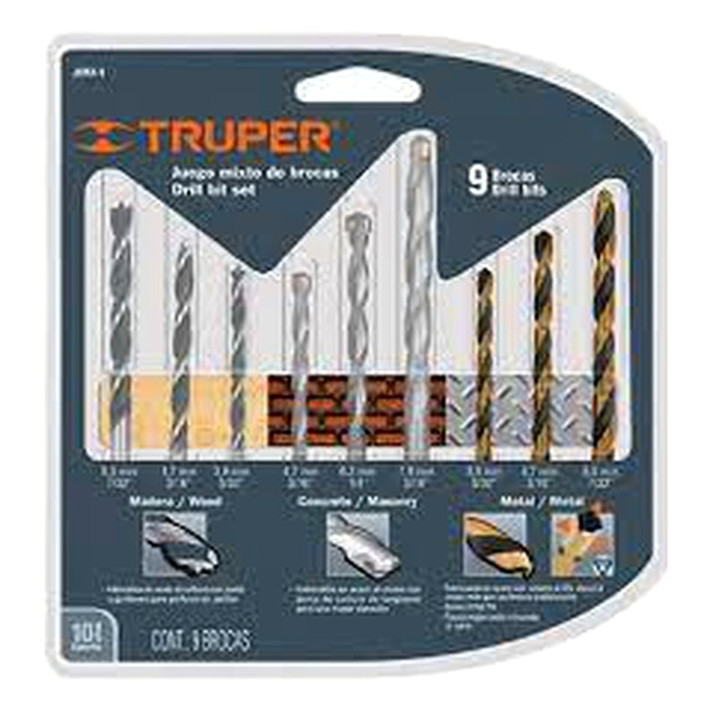 JUEGO BROCAS MIXTO 9 PIEZAS/ TRUPER 11339