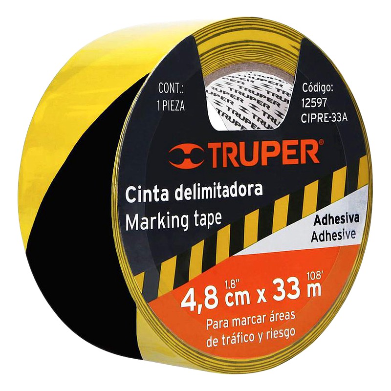 CINTA PRECAUCION AMARILLA/NEGRO 18MT/ TRUPER 12597