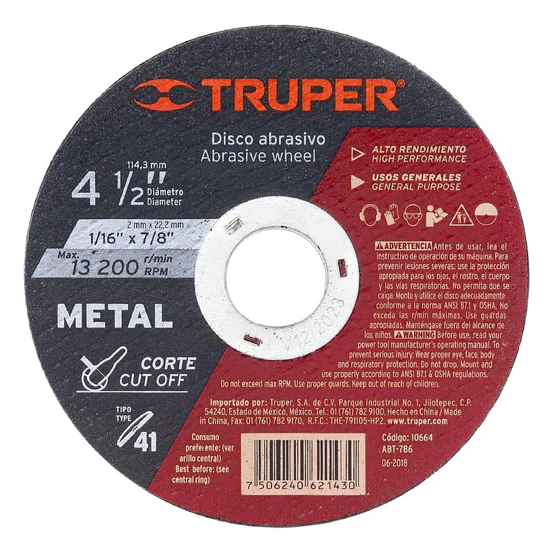 DISCO METAL 9" X3/32X7/8 2.3MM T41/TRUPER 12572